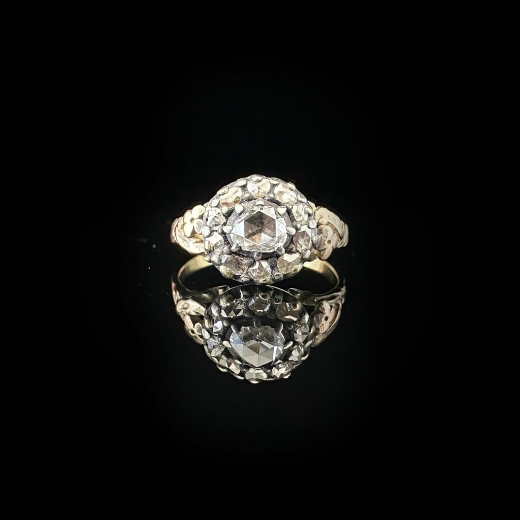 'Susanna'-Antique Georgian diamond cluster with filigree band