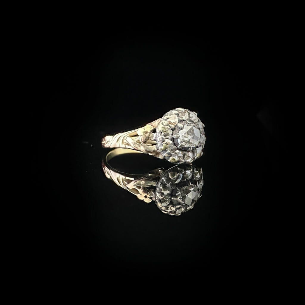 'Susanna'-Antique Georgian diamond cluster with filigree band - Image 9