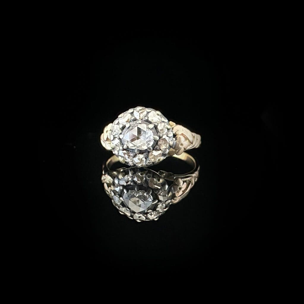 'Susanna'-Antique Georgian diamond cluster with filigree band - Image 13