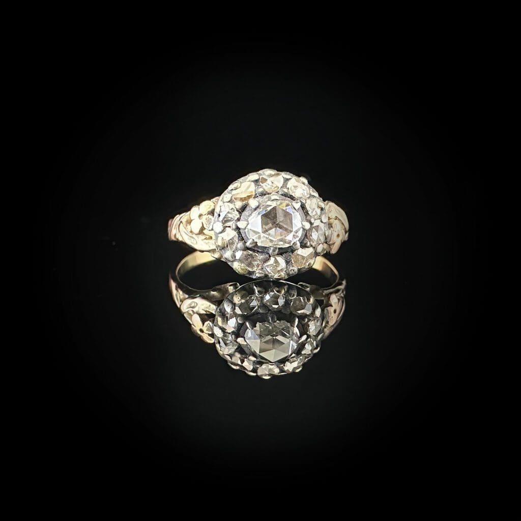 'Susanna'-Antique Georgian diamond cluster with filigree band - Image 15