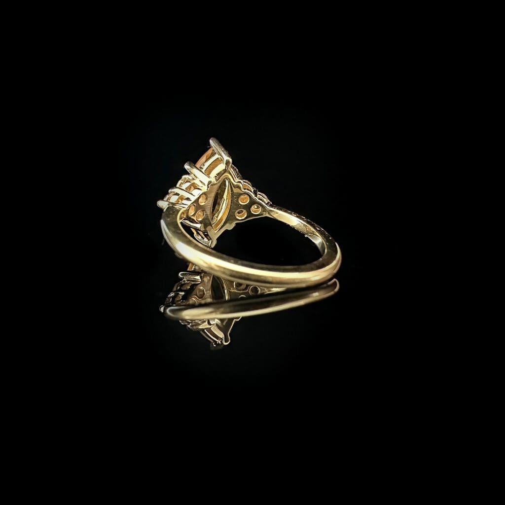 'Natalie'-Marquise citrine cognac diamond and yellow gold ring - Image 6