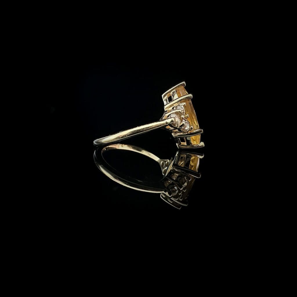 'Natalie'-Marquise citrine cognac diamond and yellow gold ring - Image 4