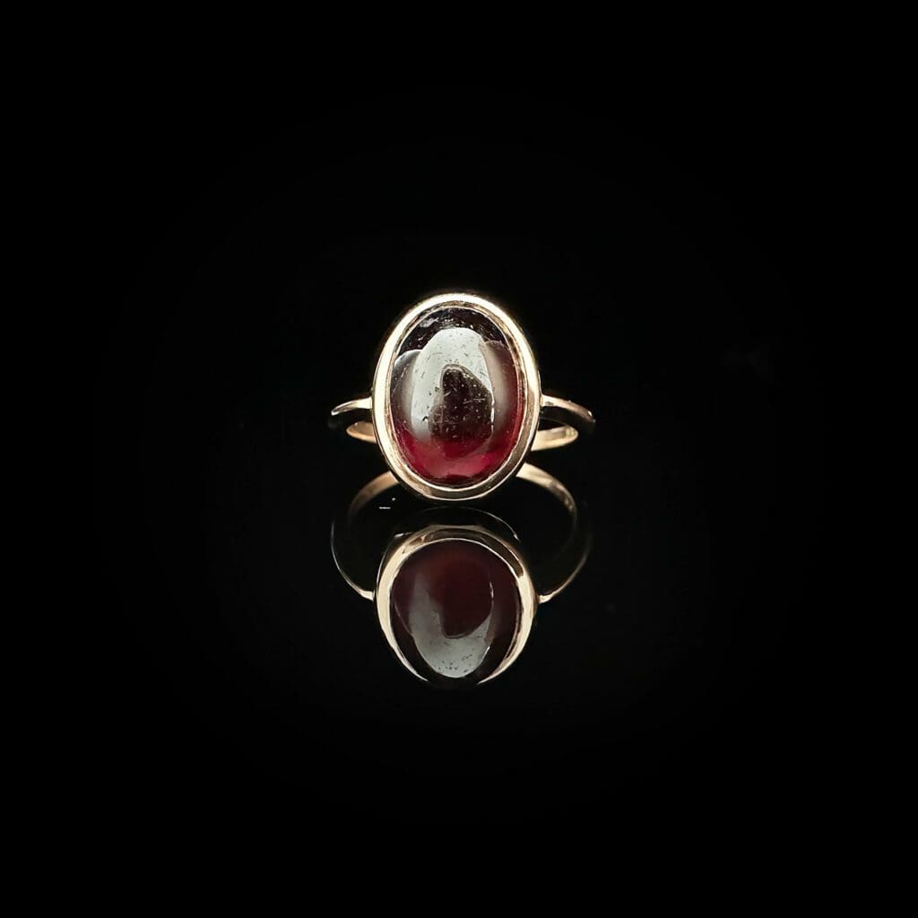 'Gloria'-Antique carbuncle garnet gold ring - Image 2