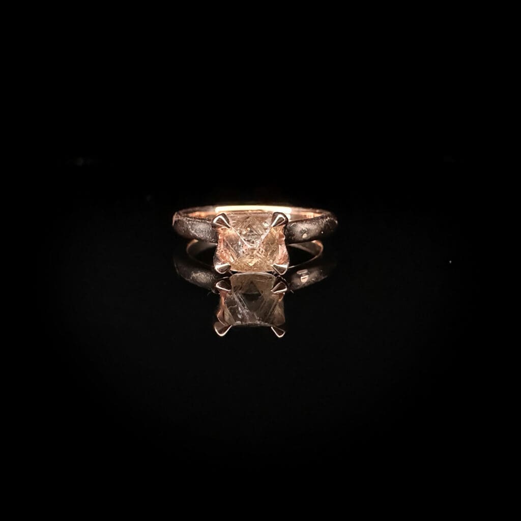 'Cleopatra'-natural diamond octahedron crystal rose gold ring - Image 2