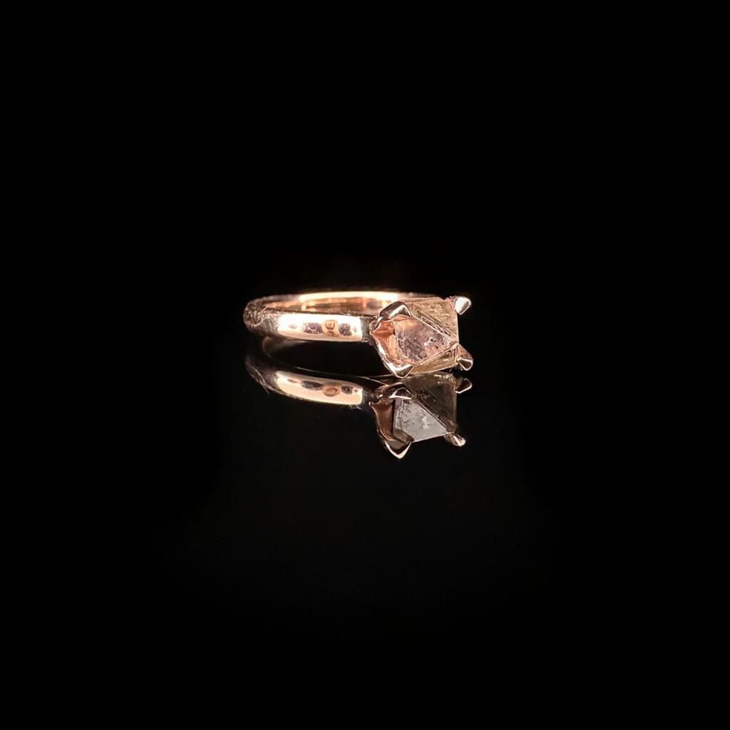 'Cleopatra'-natural diamond octahedron crystal rose gold ring - Image 3