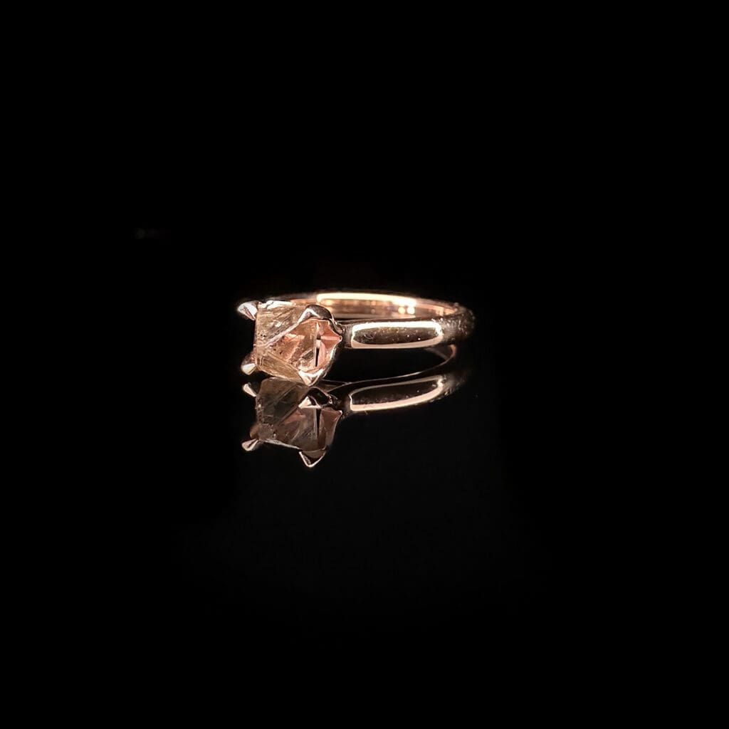 'Cleopatra'-natural diamond octahedron crystal rose gold ring - Image 7