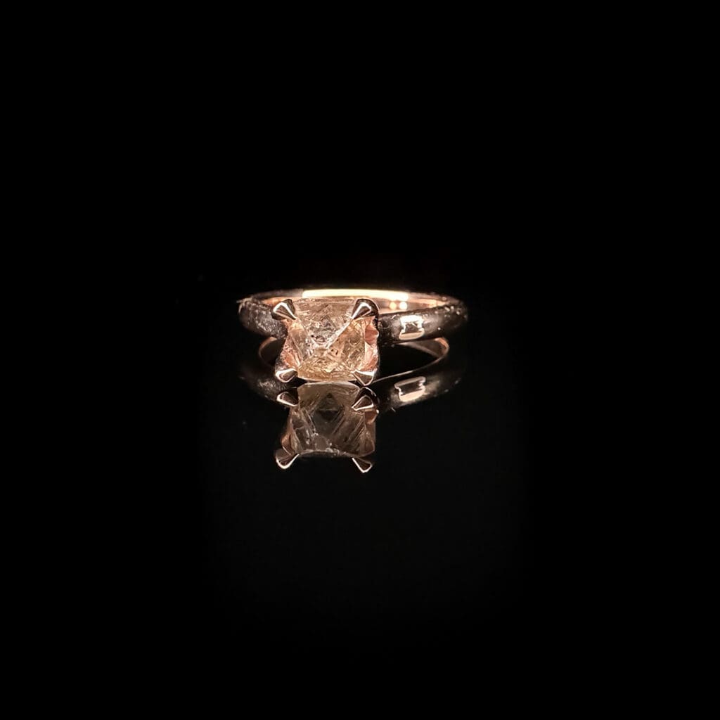 'Cleopatra'-natural diamond octahedron crystal rose gold ring - Image 8