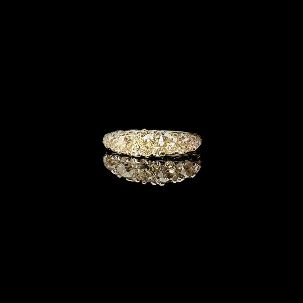 'Amelia'-Antique 5-stone diamond 18K gold ring - Image 8