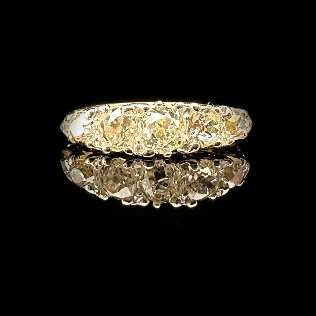 'Amelia'-Antique 5-stone diamond 18K gold ring