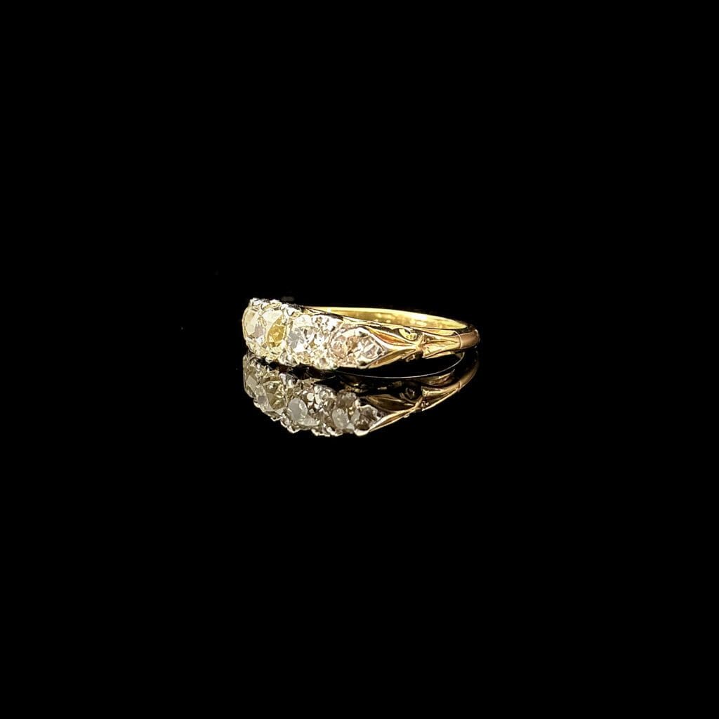 'Amelia'-Antique 5-stone diamond 18K gold ring - Image 7