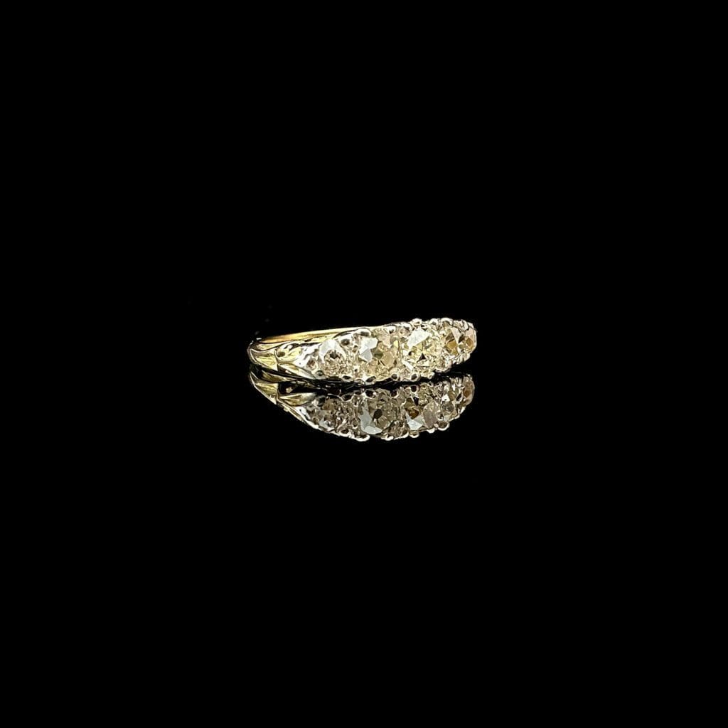 'Amelia'-Antique 5-stone diamond 18K gold ring - Image 3