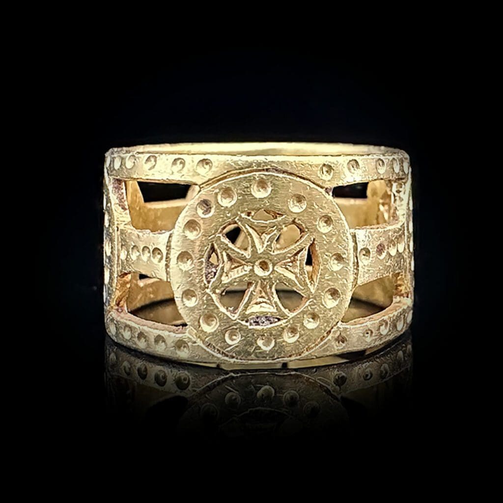 Byzantine open-work gold ring with four crosses Circa 400-500 AD