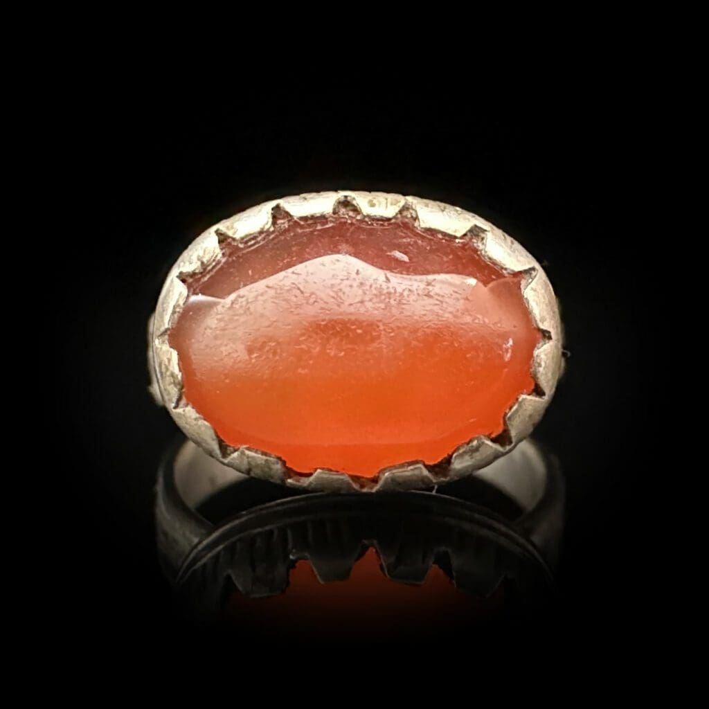 Byzantine silver ring with carnelian cabochon Circa 1200-1300 AD