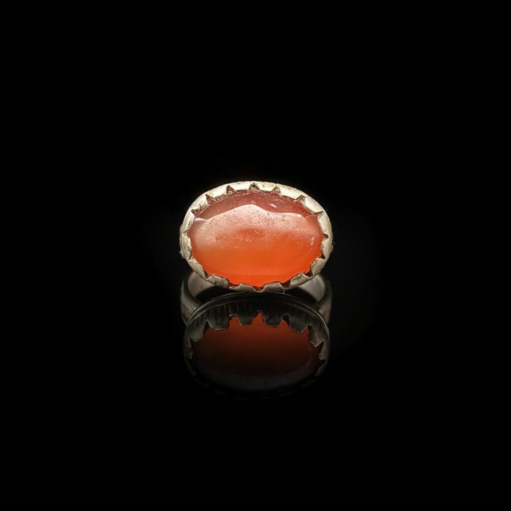 Byzantine silver ring with carnelian cabochon Circa 1200-1300 AD - Image 8