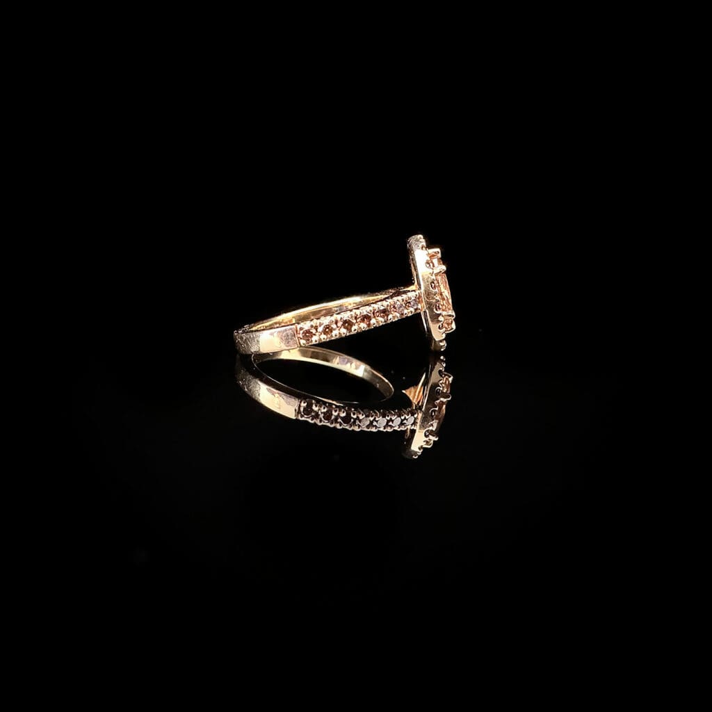 'Isadora'-Marquise cognac diamond halo ring - Image 4