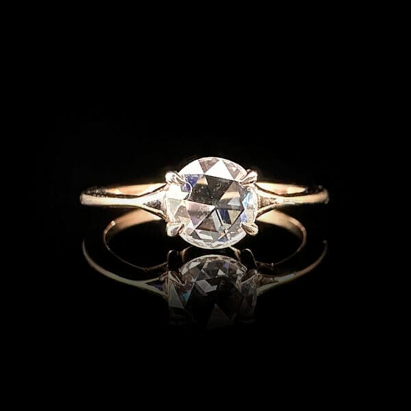Rose cut diamond in rose gold ring (Mary)