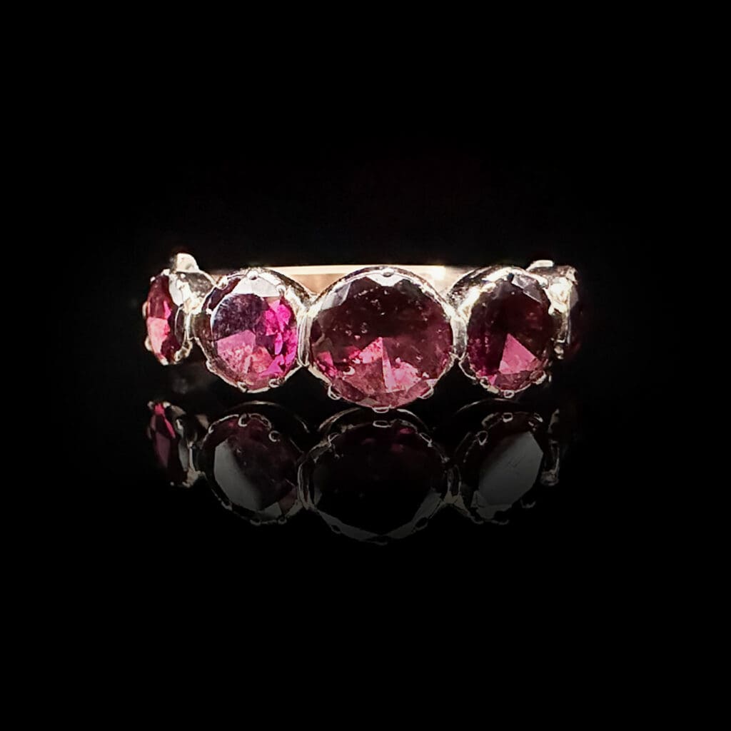 'Tricia'-Antique five stone garnet rose gold ring