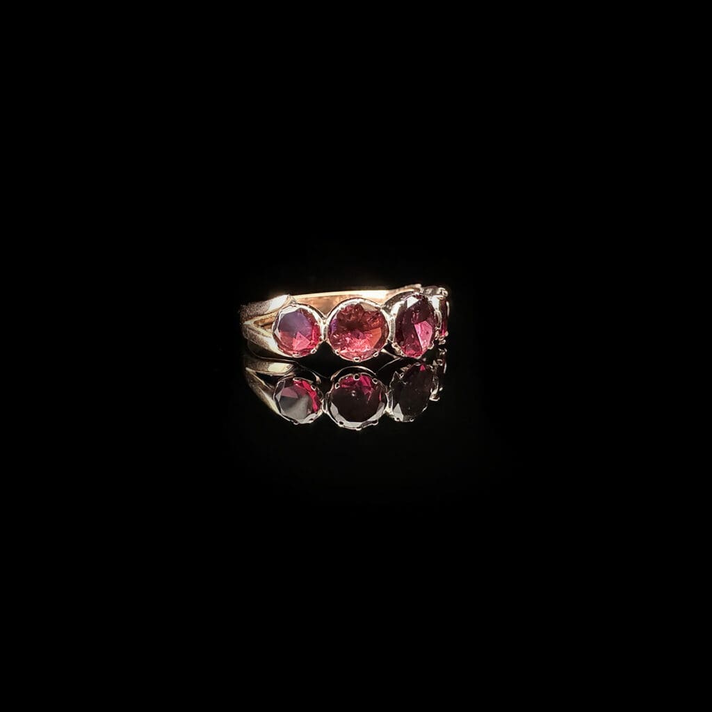 'Tricia'-Antique five stone garnet rose gold ring - Image 3