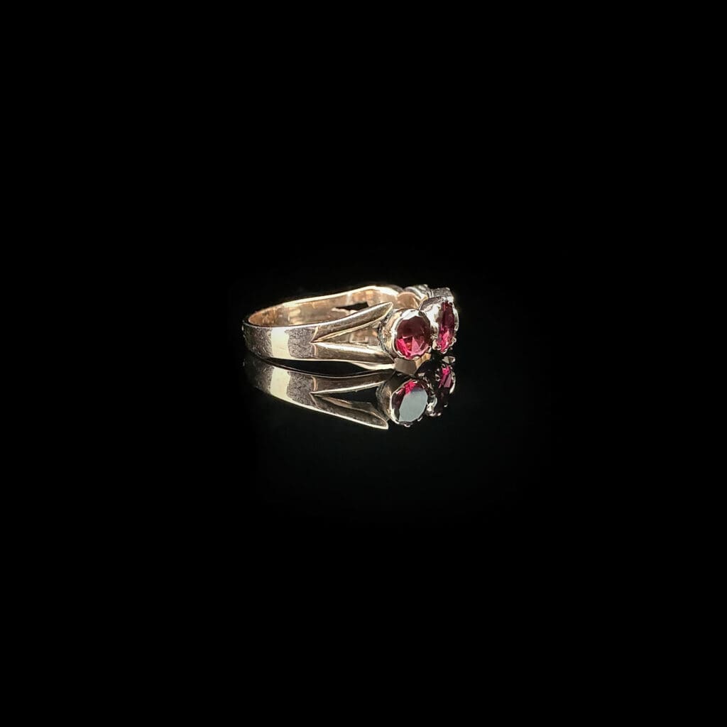 'Tricia'-Antique five stone garnet rose gold ring - Image 4