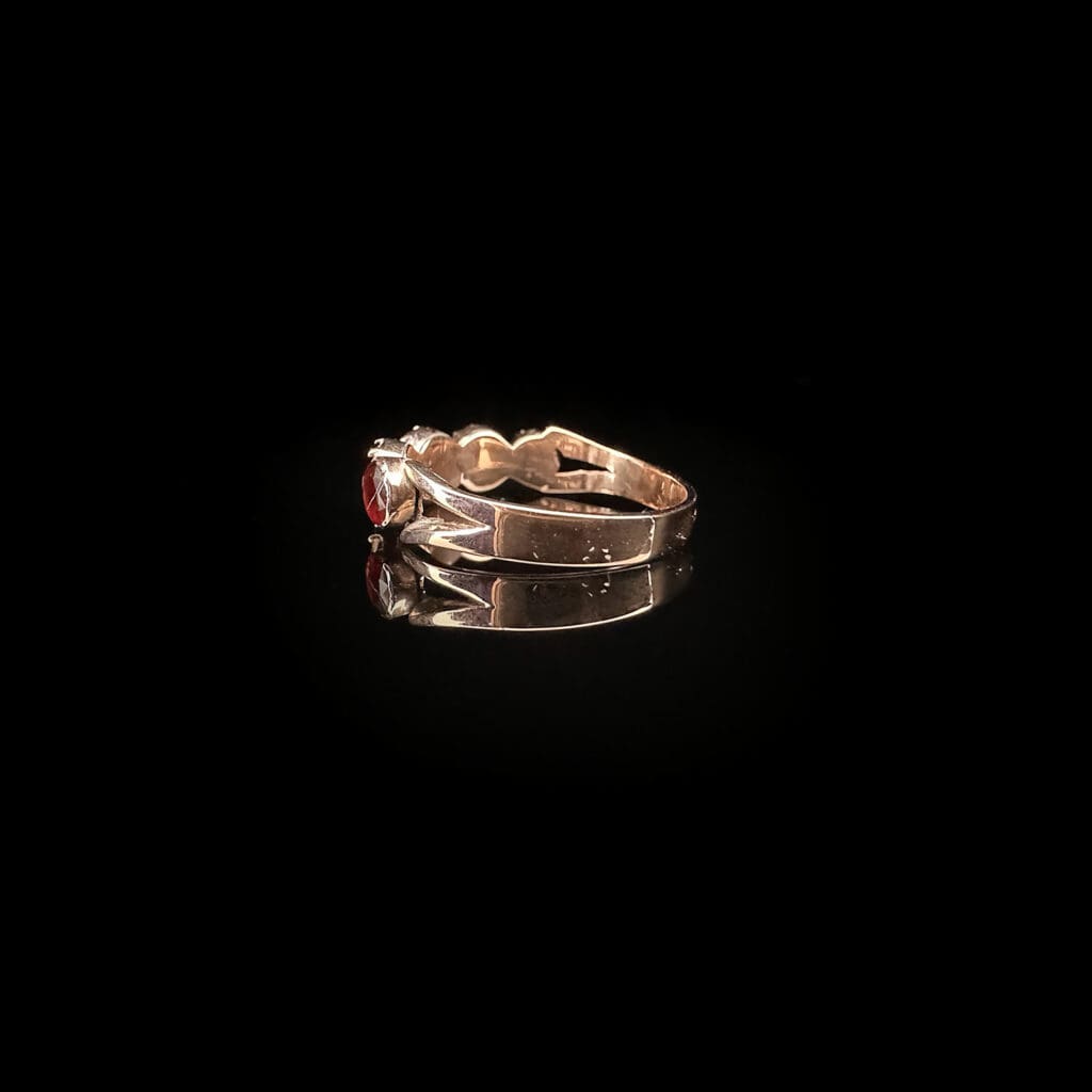 'Tricia'-Antique five stone garnet rose gold ring - Image 6