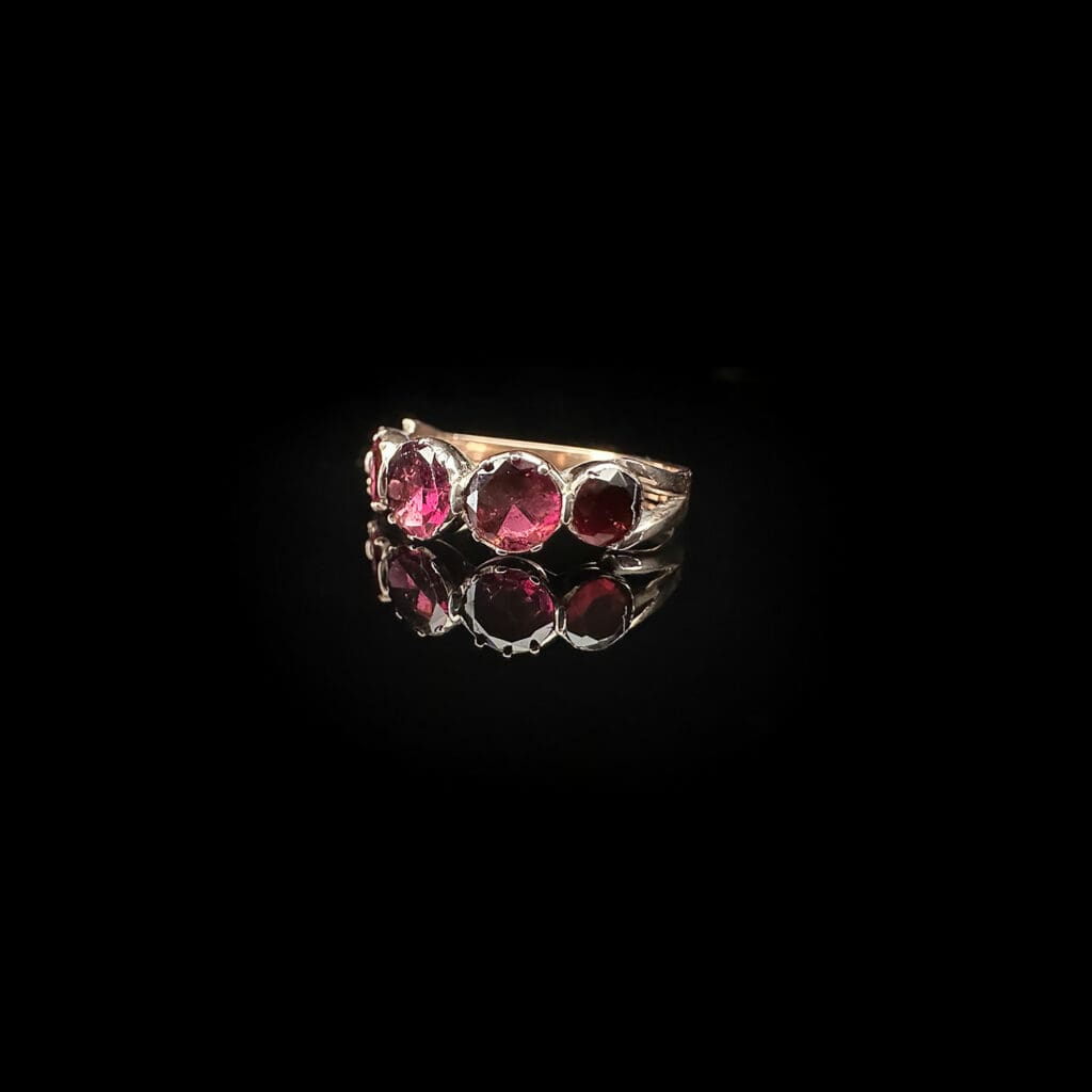 'Tricia'-Antique five stone garnet rose gold ring - Image 7