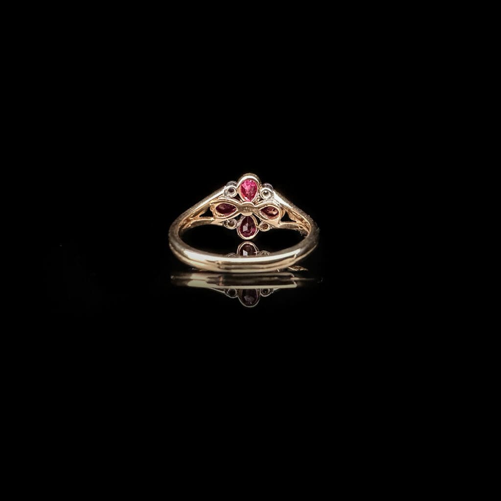 'Evangeline'-Edwardian 4 ruby 5 diamond flower cluster ring - Image 5