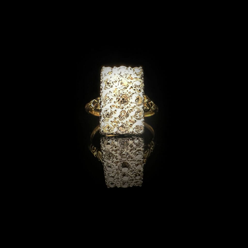 'Robin'-Rectangular Edwardian old cut diamond cluster ring - Image 3