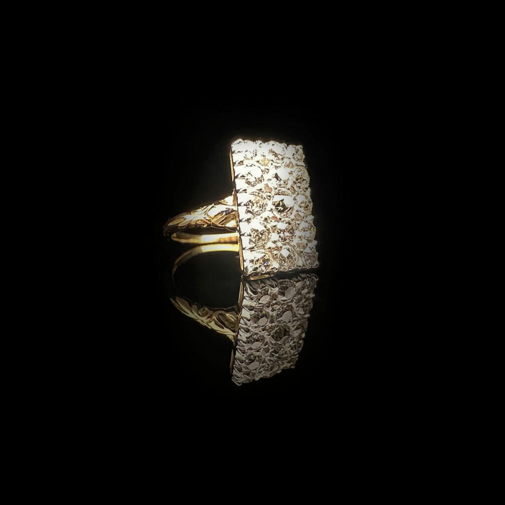 'Robin'-Rectangular Edwardian old cut diamond cluster ring - Image 4