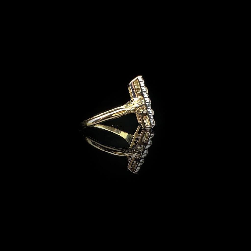 'Robin'-Rectangular Edwardian old cut diamond cluster ring - Image 5