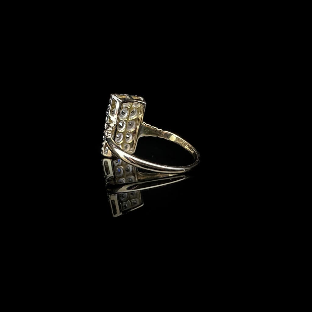 'Robin'-Rectangular Edwardian old cut diamond cluster ring - Image 7