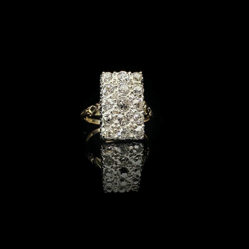 'Robin'-Rectangular Edwardian old cut diamond cluster ring - Image 2