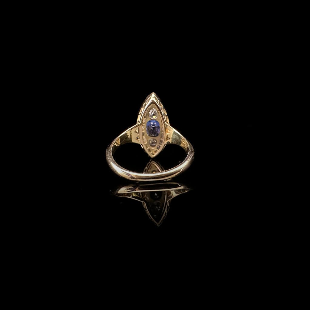 'Sephora'-Edwardian marquise sapphire and diamond ring - Image 4