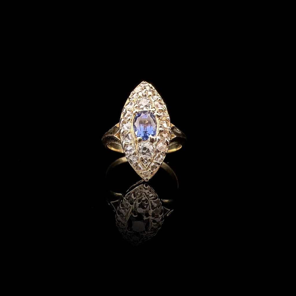 'Sephora'-Edwardian marquise sapphire and diamond ring - Image 2