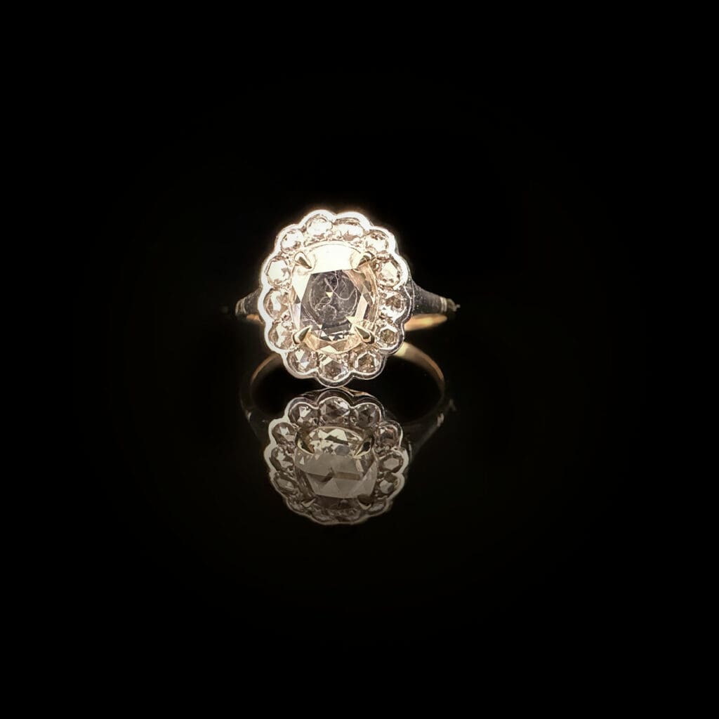 'Rosabella'-Antique oval rose cut diamond cluster ring - Image 2