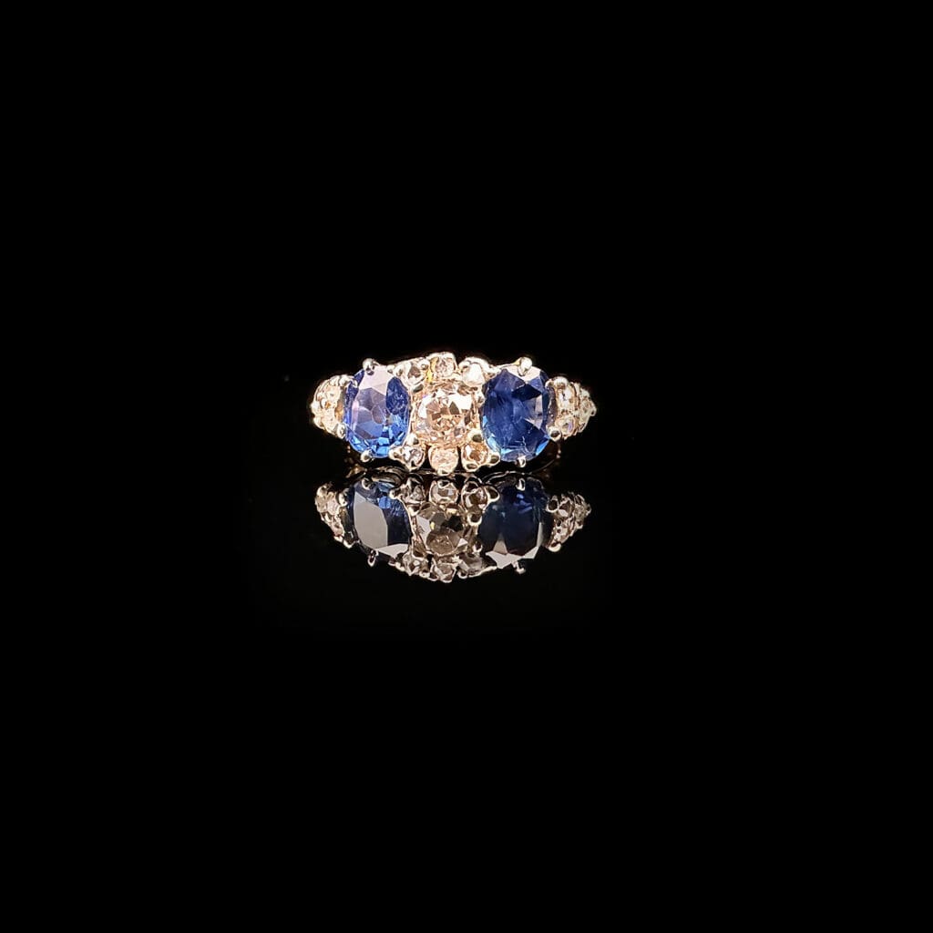 'Beatrice'-Antique two sapphires and diamond ring - Image 2