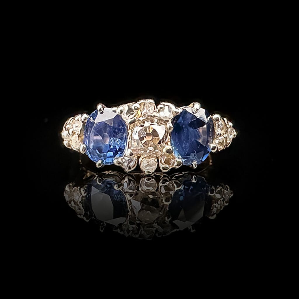 'Beatrice'-Antique two sapphires and diamond ring