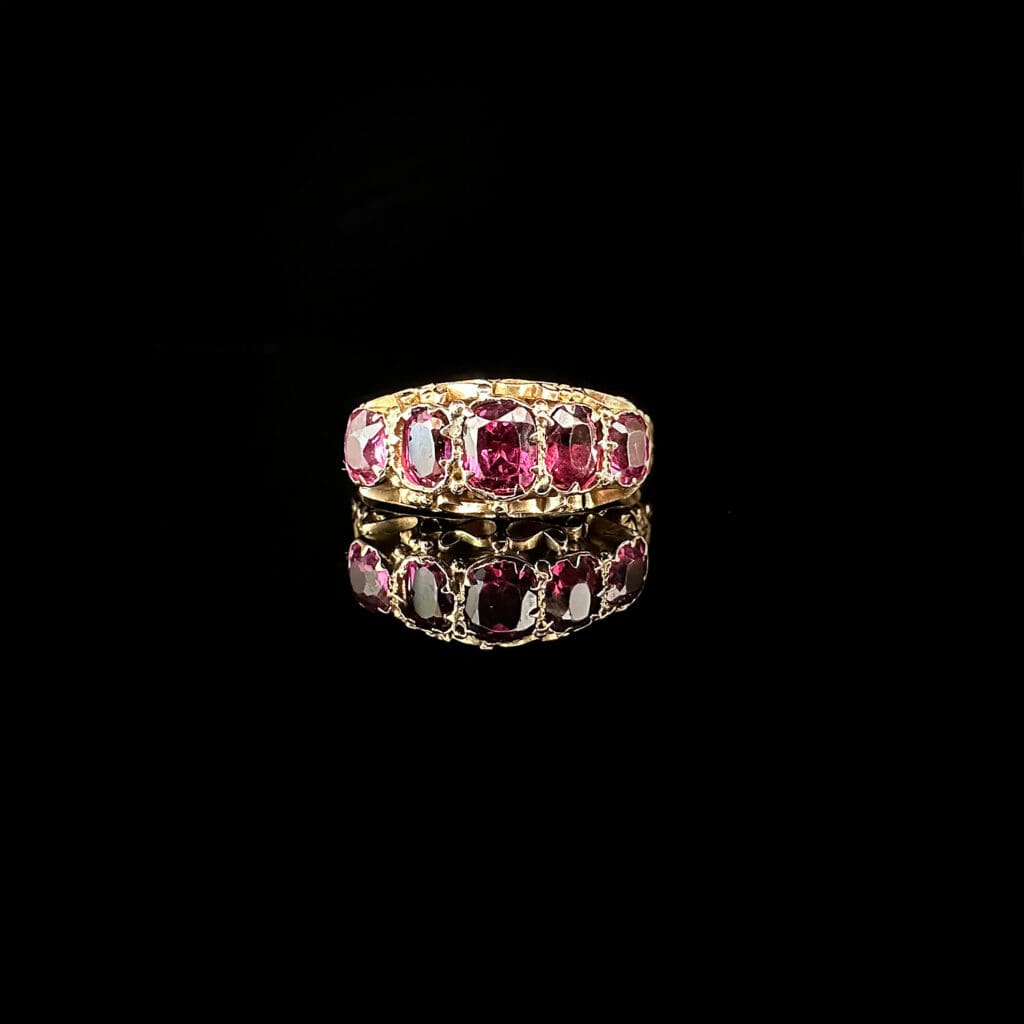 'Agnes'-Victorian five stone garnet ring - Image 2