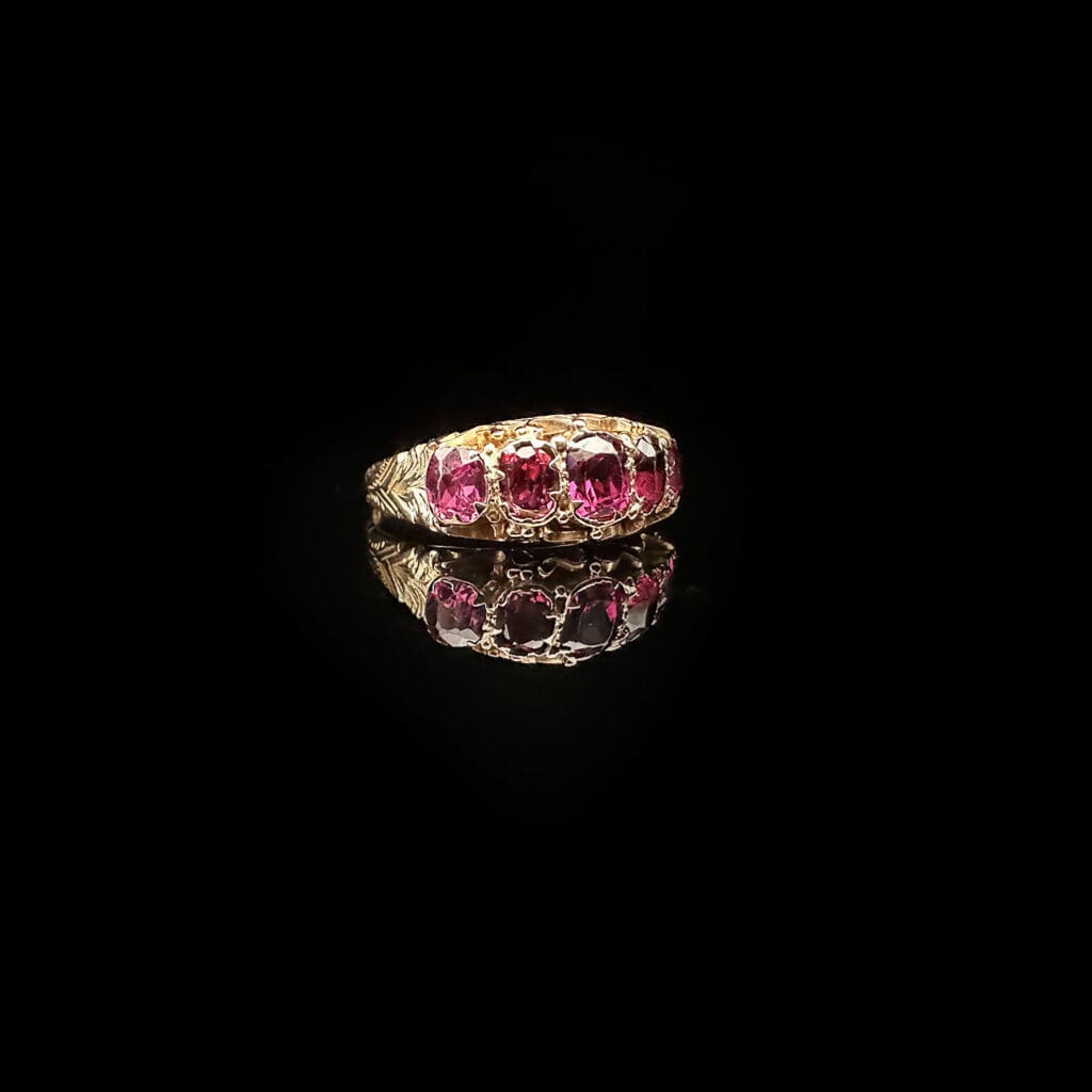 'Agnes'-Victorian five stone garnet ring - Image 3