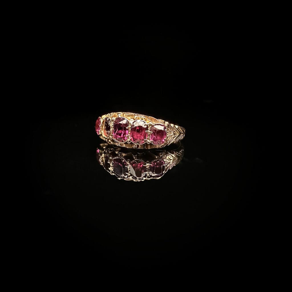 'Agnes'-Victorian five stone garnet ring - Image 6