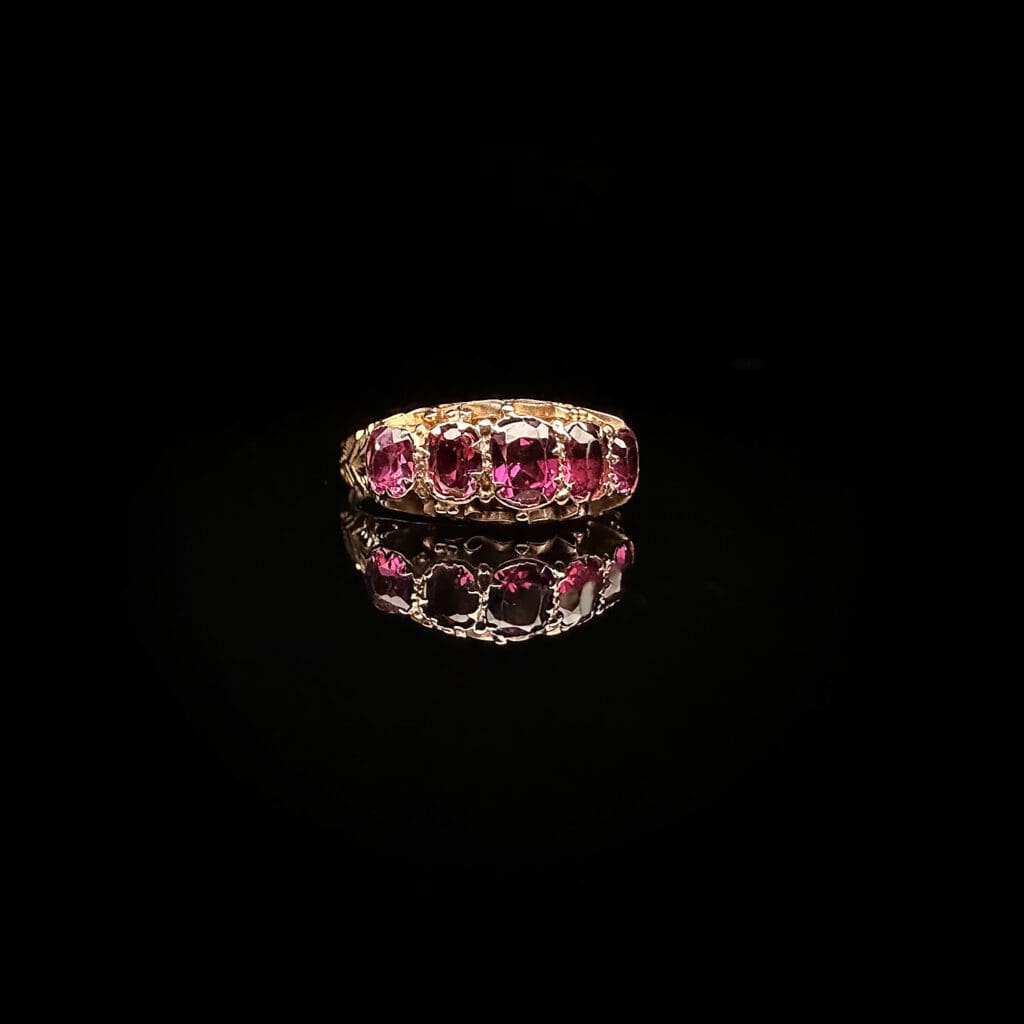 'Agnes'-Victorian five stone garnet ring - Image 7