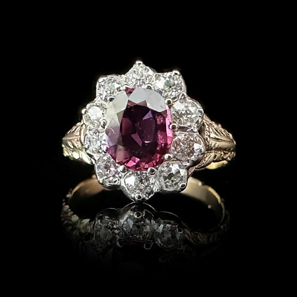 'Roberta'-Antique ruby and diamond cluster ring