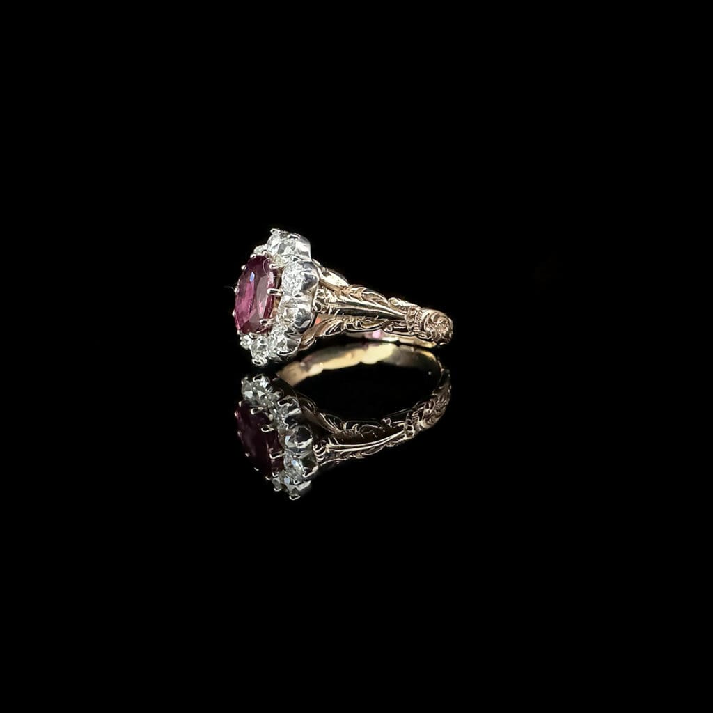 'Roberta'-Antique ruby and diamond cluster ring - Image 7