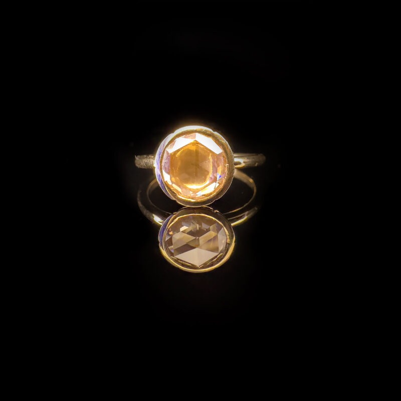 Round rose cut yellow diamond yellow gold ring - Image 2