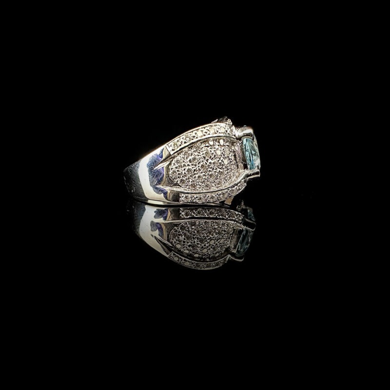 Art deco aquamarine diamond white gold ring - Image 4