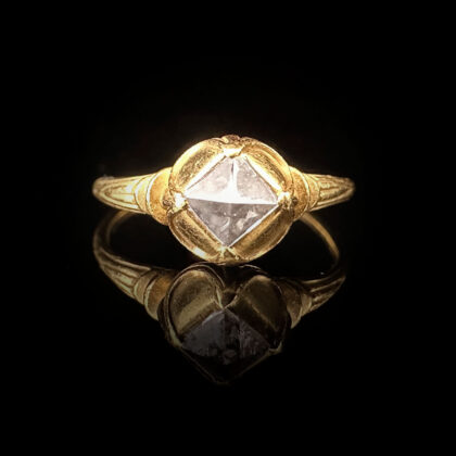 'Rosebud'-Elizabethan period natural diamond crystal rosebud gold ring